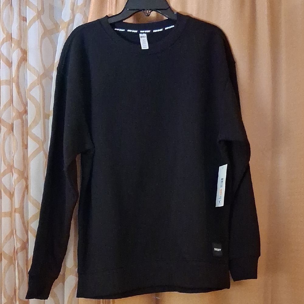 DKNY Ladies Black Crewneck Pullover Sweatshirt